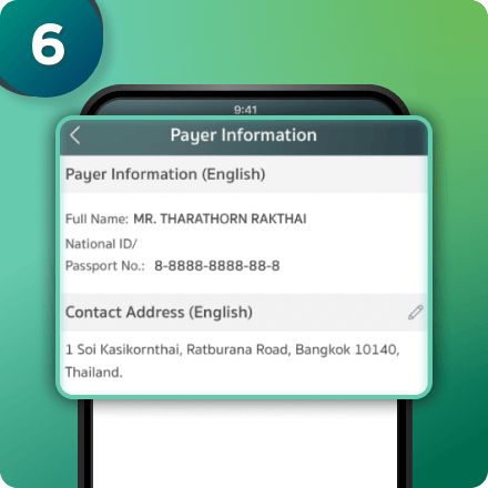 In case of entering next time, the system will show payer information, if they are correct, press Next. If you want to edit, press “the pencil icon”.