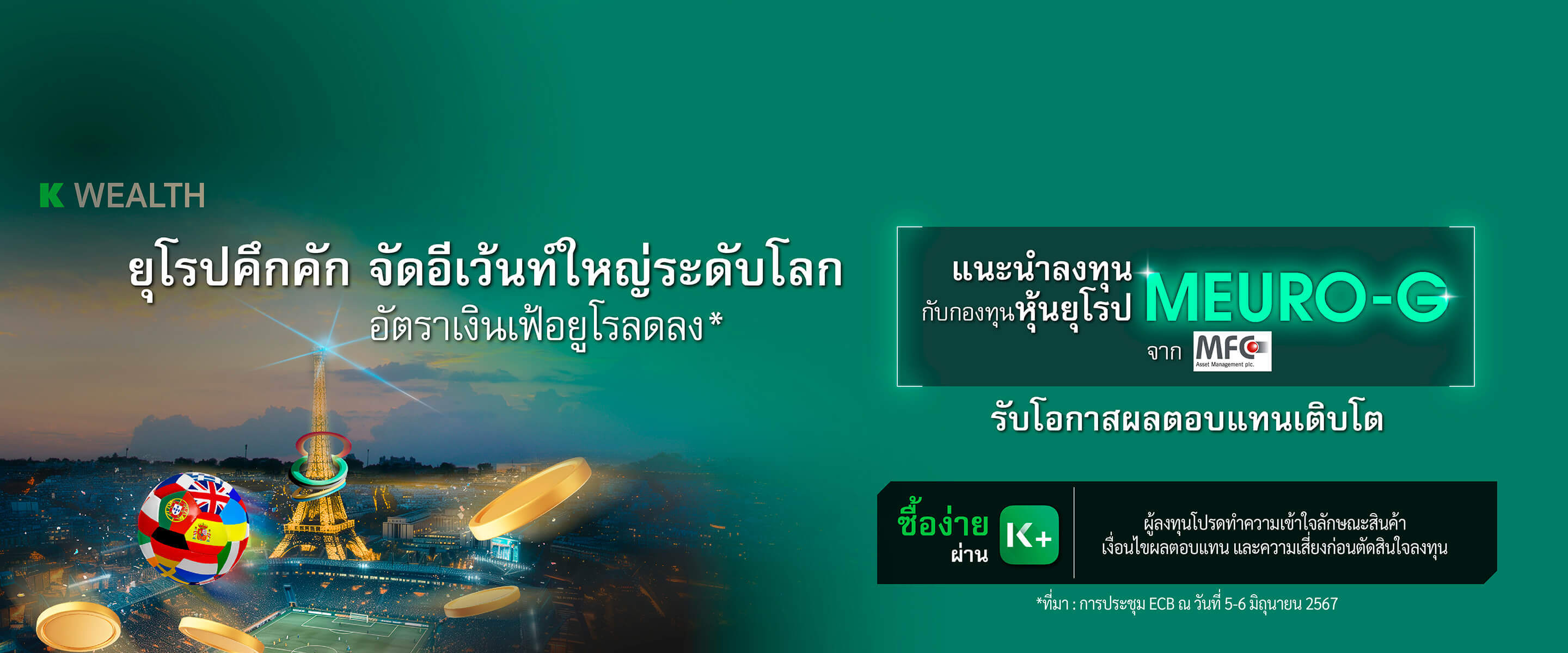 กองทุนรวม,ซื้อกองทุน,กองทุนแนะนำ, K WEALTH top picks, ซื้อกองทุน KPLUS, meuro-g , กองทุนยุโรป, กองทุนต่างประเทศ